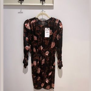 Zara printed dress with roses